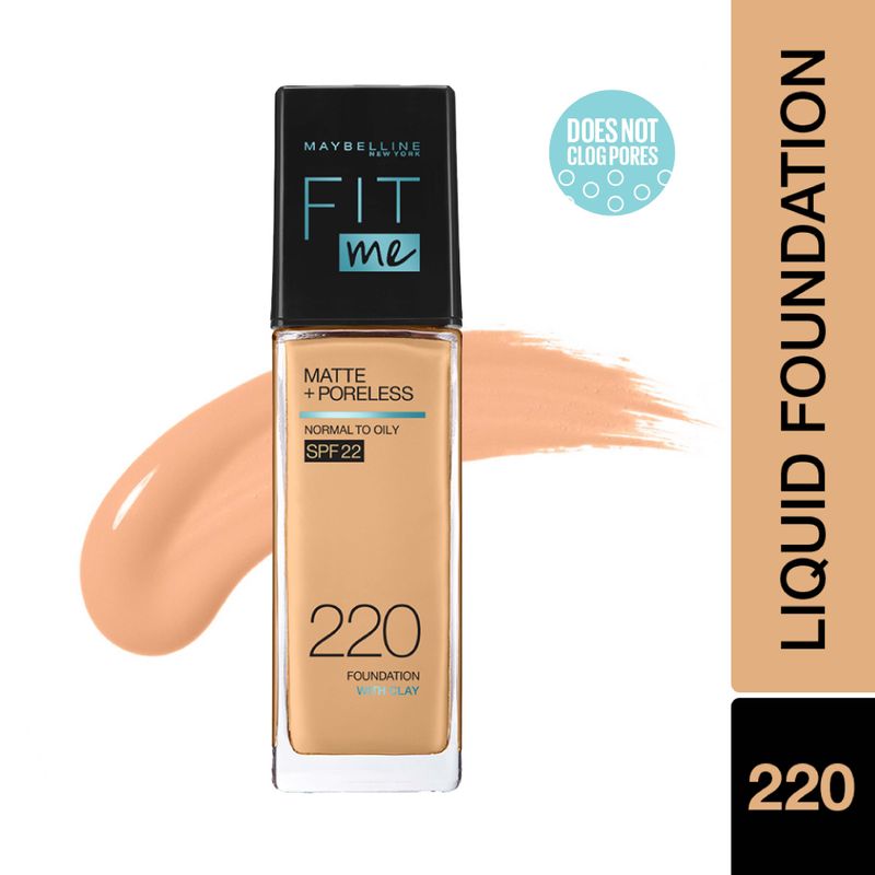 Maybelline New York Fit Me Matte+Poreless Liquid Foundation With Clay - 220 Natural Beige